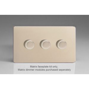 WDND3S Varilight Matrix 3-Gang Double Plate Unpopulated Dimmer Kit. Screwless Satin Chrome Effect Finish