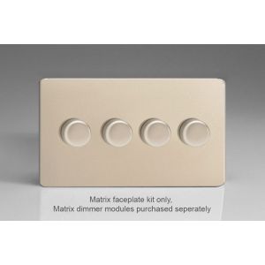 WDND4S Varilight Matrix 4-Gang Double Plate Unpopulated Dimmer Kit. Screwless Satin Chrome Effect Finish