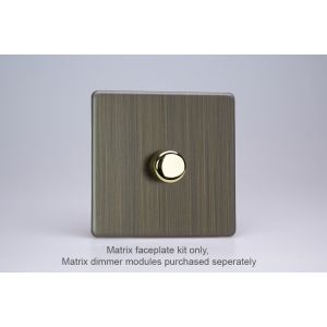 WDY1S.AB Varilight Matrix 1-Gang Single Plate Unpopulated Dimmer Kit. Urban Screwless Antique (Brushed) Brass Finish