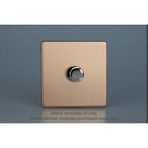 WDY1S.BC Varilight Matrix 1-Gang Single Plate Unpopulated Dimmer Kit. Urban Screwless Brushed Copper Finish