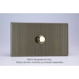 WDYD1S.AB Varilight Matrix 1-Gang Double Plate Unpopulated Dimmer Kit. Urban Screwless Antique (Brushed) Brass Finish