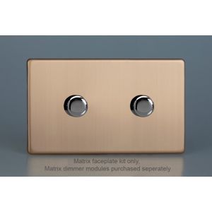 WDYD2S.BC Varilight Matrix 2-Gang Double Plate Unpopulated Dimmer Kit. Urban Screwless Brushed Copper Finish