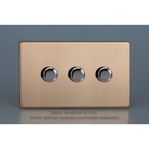 WDYD3S.BC Varilight Matrix 3-Gang Double Plate Unpopulated Dimmer Kit. Urban Screwless Brushed Copper Finish