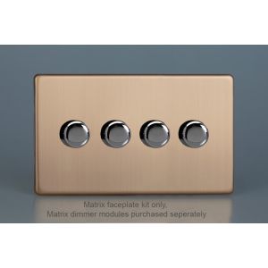 WDYD4S.BC Varilight Matrix 4-Gang Double Plate Unpopulated Dimmer Kit. Urban Screwless Brushed Copper Finish