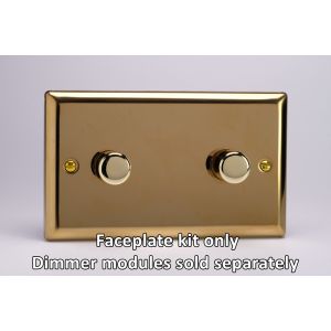 WVD2 Varilight Matrix 2-Gang Double Plate Unpopulated Dimmer Kit. Classic Victorian Polished Brass Finish