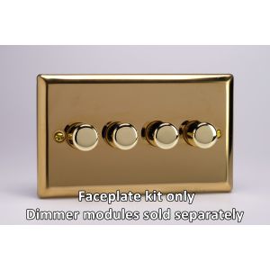 WVD4 Varilight Matrix 4-Gang Double Plate Unpopulated Dimmer Kit. Classic Victorian Polished Brass Finish