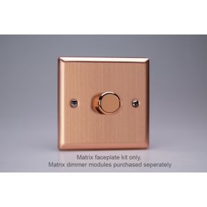 WY1.BC Varilight Matrix 1-Gang Single Plate Unpopulated Dimmer Kit. Urban Brushed Copper Effect Finish