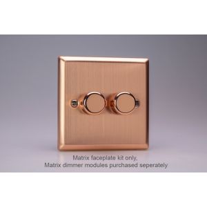 WY2.BC Varilight Matrix 2-Gang Single Plate Unpopulated Dimmer Kit. Urban Brushed Copper Effect Finish