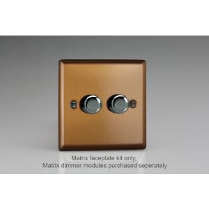 WY2.BZ Varilight Matrix 2-Gang Single Plate Unpopulated Dimmer Kit. Urban Brushed Bronze Effect Finish