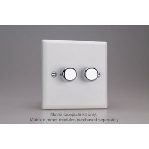 WY2.CW Varilight Matrix 2-Gang Single Plate Unpopulated Dimmer Kit. Urban Powder Coated Chalk White Finish