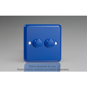 WY2.RB Varilight Matrix 2-Gang Single Plate Unpopulated Dimmer Kit. Lily Reflex Blue