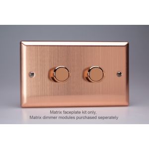 WYD2.BC Varilight Matrix 2-Gang Double Plate Unpopulated Dimmer Kit. Urban Brushed Copper Effect Finish