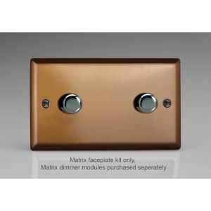 WYD2.BZ Varilight Matrix 2-Gang Double Plate Unpopulated Dimmer Kit. Urban Brushed Bronze Effect Finish