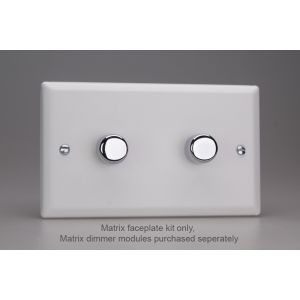 WYD2.CW Varilight Matrix 2-Gang Double Plate Unpopulated Dimmer Kit. Urban Powder Coated Chalk White Finish