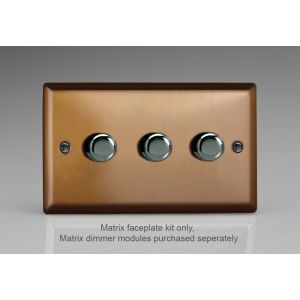 WYD3.BZ Varilight Matrix 3-Gang Double Plate Unpopulated Dimmer Kit. Urban Brushed Bronze Effect Finish