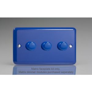 WYD3.RB Varilight Matrix 3-Gang Double Plate Unpopulated Dimmer Kit. Lily Reflex Blue