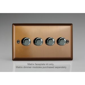 WYD4.BZ Varilight Matrix 4-Gang Double Plate Unpopulated Dimmer Kit. Urban Brushed Bronze Effect Finish