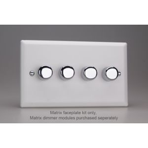 WYD4.CW Varilight Matrix 4-Gang Double Plate Unpopulated Dimmer Kit. Urban Powder Coated Chalk White Finish