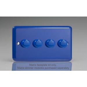 WYD4.RB Varilight Matrix 4-Gang Double Plate Unpopulated Dimmer Kit. Lily Reflex Blue