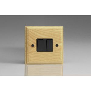 XA2B-S2W 2 Gang 10 Amp Switch Kilnwood Classic Wood Ash with Black Switch