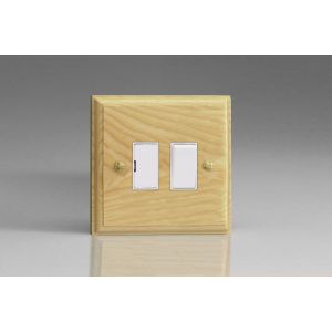 XA6W-S2W 1 Gang 13 Amp Double Pole Switched Fused Spur Kilnwood Classic Wood Ash with White Switch