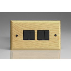 XA9B-S2W 4 Gang 10 Amp Switch Kilnwood Classic Wood Ash with Black Switch