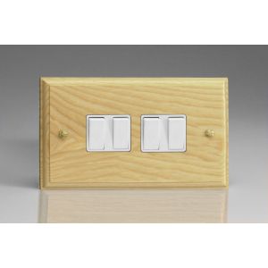 XA9W-S2W 4 Gang 10 Amp Switch Kilnwood Classic Wood Ash with White Switch