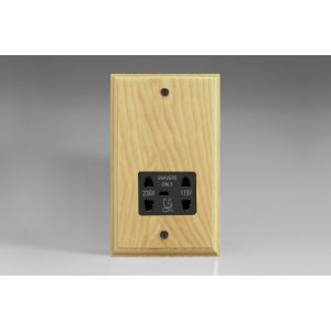 XASSB-S2W Black Dual Voltage 240V/115V IP41 Shaver Socket Classic Kilnwood Classic Wood Ash 