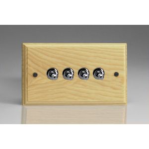 XAT9BN-S2W 4 Gang 10 Amp Toggle Switch Kilnwood Classic Wood Ash with Iridium Toggles