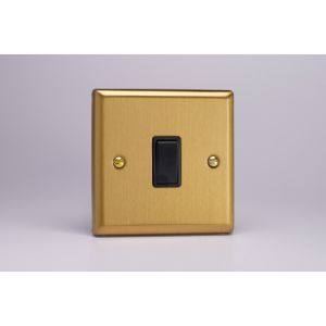 XB1B Varilight 1 Gang 10 Amp Switch Classic Brushed Brass Effect with Black Switch