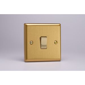 XB1D Varilight 1 Gang 10 Amp Switch Classic Brushed Brass Effect with Polished Brass Switch