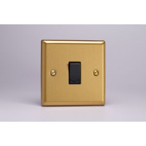 XB20B Varilight 1 Gang 20 Amp Double Pole Switch Classic Brushed Brass Effect with Black Switch