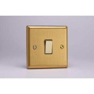 XB20D Varilight 1 Gang 20 Amp Double Pole Switch Classic Brushed Brass Effect with Polished Brass Switch