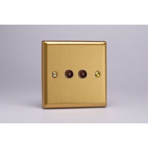 XB88 Varilight 2 Gang Co-axial TV Socket Classic Brushed Brass Effect