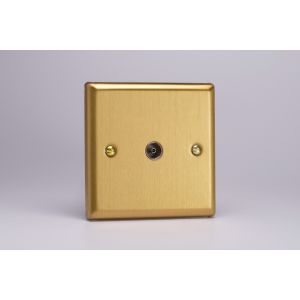 XB8 Varilight 1 Gang Co-axial TV Socket Classic Brushed Brass Effect