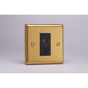 XB8ISOB Varilight 1 Gang Black Isolated Co-axial TV Socket Classic Brushed Brass Effect