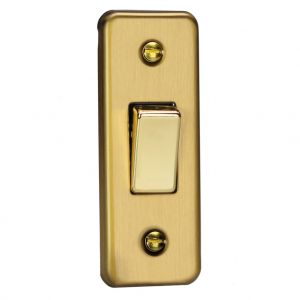 XBA1D Varilight 1 Gang, 1 or 2 Way 10 Amp Architrave Switch, Brushed Brass Effect