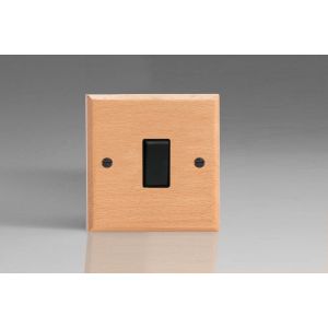 XBE20B-S2W 1 Gang 20 Amp Double Pole Switch Kilnwood Classic Wood Scandic Beech with Black Switch