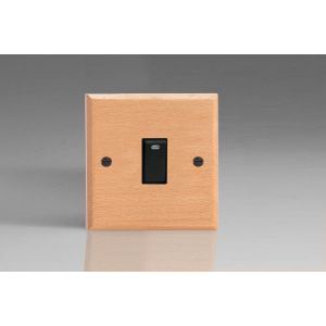 XBE20NB-S2W 1 Gang 20 Amp Double Pole Switch with Neon Kilnwood Classic Wood Scandic Beech with Black Switch