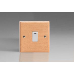 XBE20NW-S2W 1 Gang 20 Amp Double Pole Switch with Neon Kilnwood Classic Wood Scandic Beech with White Switch