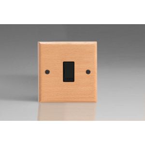 XBE6UB-S2W 1 Gang 13 Amp Unswitched Fused Spur Kilnwood Classic Wood Scandic Beech with Black Switch