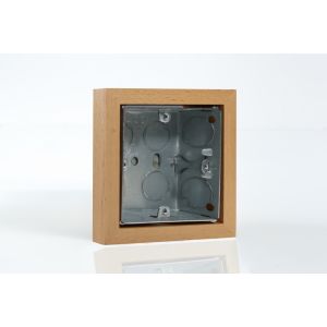 XBEWBS-S2W  Single 25mm Deep Surface Mounting Wall Box with Metal Knock-Out Box Kilnwood Classic Wood Scandic Beech