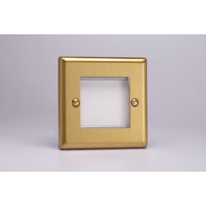 XBG2 Varilight 2 Gang Data Grid Face Plate For 2 Data Module Widths Classic Brushed Brass Effect