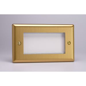 XBG4 Varilight 4 Gang Data Grid Face Plate For 3 or 4 Data Module Widths Classic Brushed Brass Effect