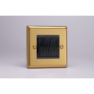 XBGBRSB Varilight 2 Gang Black Data Brush Outlet Classic Brushed Brass Effect