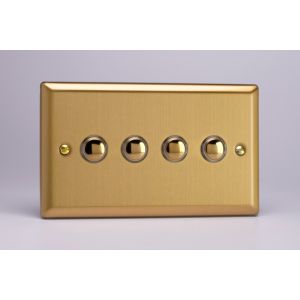 XBP4 Varilight 4 Gang 6 Amp Push-on/off Impulse Switch Classic Brushed Brass Effect