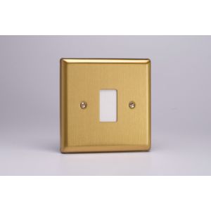 XBPGY1 Varilight 1 Gang Power Grid Faceplate Including Power Grid Frame Classic Brushed Brass Effect