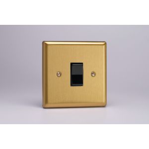 XBR1B Varilight 1 Gang 10 Amp 2 Way & Off Retractive Switch Classic Brushed Brass Effect with Black Switch