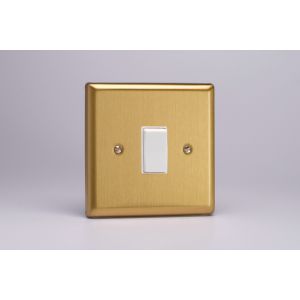 XBR1W Varilight 1 Gang 10 Amp 2 Way & Off Retractive Switch Classic Brushed Brass Effect with White Switch