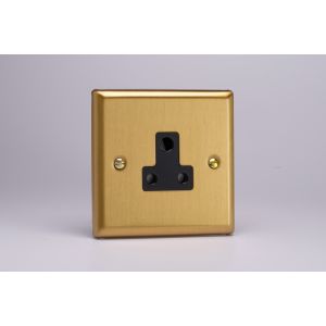 XBRP5AB Varilight 1 Gang 5 Amp Black Round Pin Socket 0-1150 Watts Classic Brushed Brass Effect with Black Socket